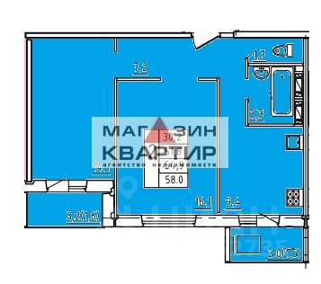 2-ком. квартира, 54,9 м²  2-я Киевская улица