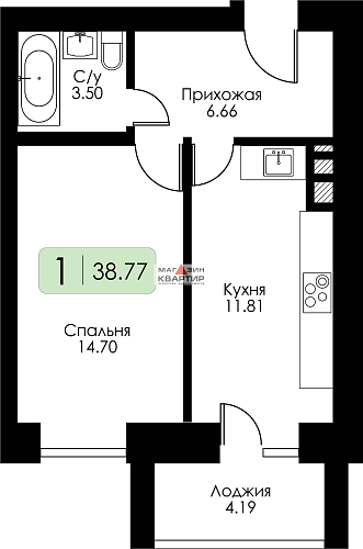 1 комнатная квартира Смоленск