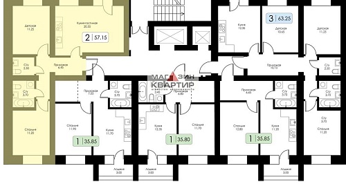 2-комнатная квартира: Смоленск, Ипподромный проезд, 10 (57.15 м²)