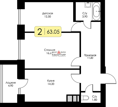 2-к квартира с индивидуальным отоплением