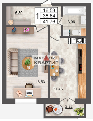 1-ком. кв., 42 кв.м., ул. 25 Сентября, 26А