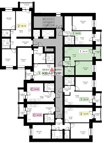 1-к кв.  Загорье жилой комплекс (36.1 м²)
