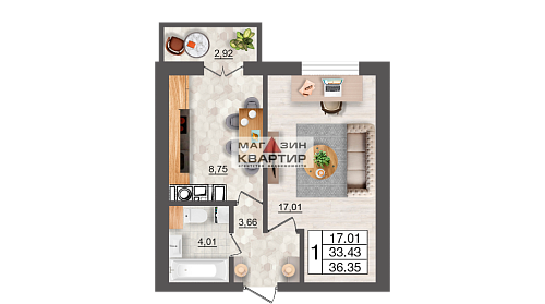 1 комнатная квартира Смоленск