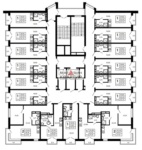 Студия, 22,75 м² О ЖК «Апарт-комплекс ЮНИТИ»