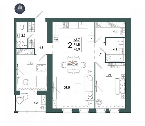 2 комнатная квартира Смоленск