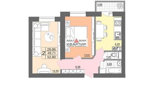 Купить 2 комнатную квартиру в Смоленске