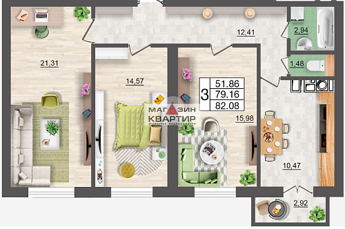 3-ком.кв., 82 кв.м., ул. 25 Сентября, 26А