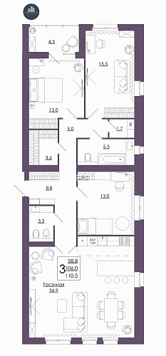 3 комнатная квартира Смоленск