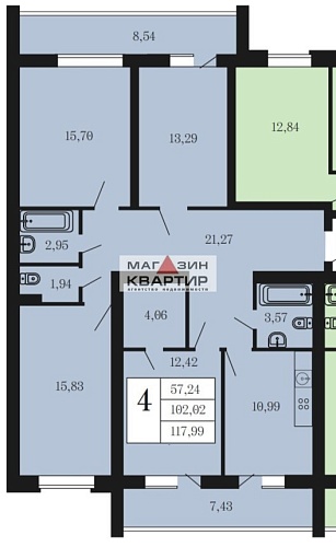 Четырехкомнатная квартира с индивидуальным отоплением