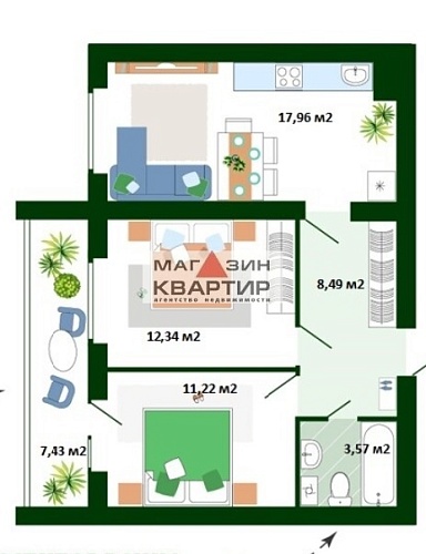 Евротрехкомнатная квартира с индивидуальным отоплением