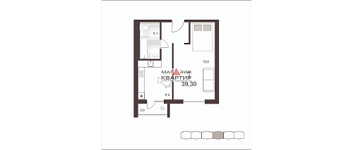 1 комнатная квартира в Смоленске