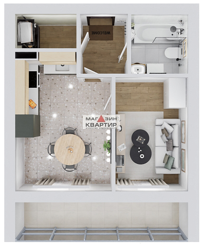 1-ком. квартира, 42.7 кв.м., д. Ясенная, ул. Днепровская.д.8.