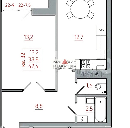 1 комнатная квартира индивидуальное отопление деревня Киселевка